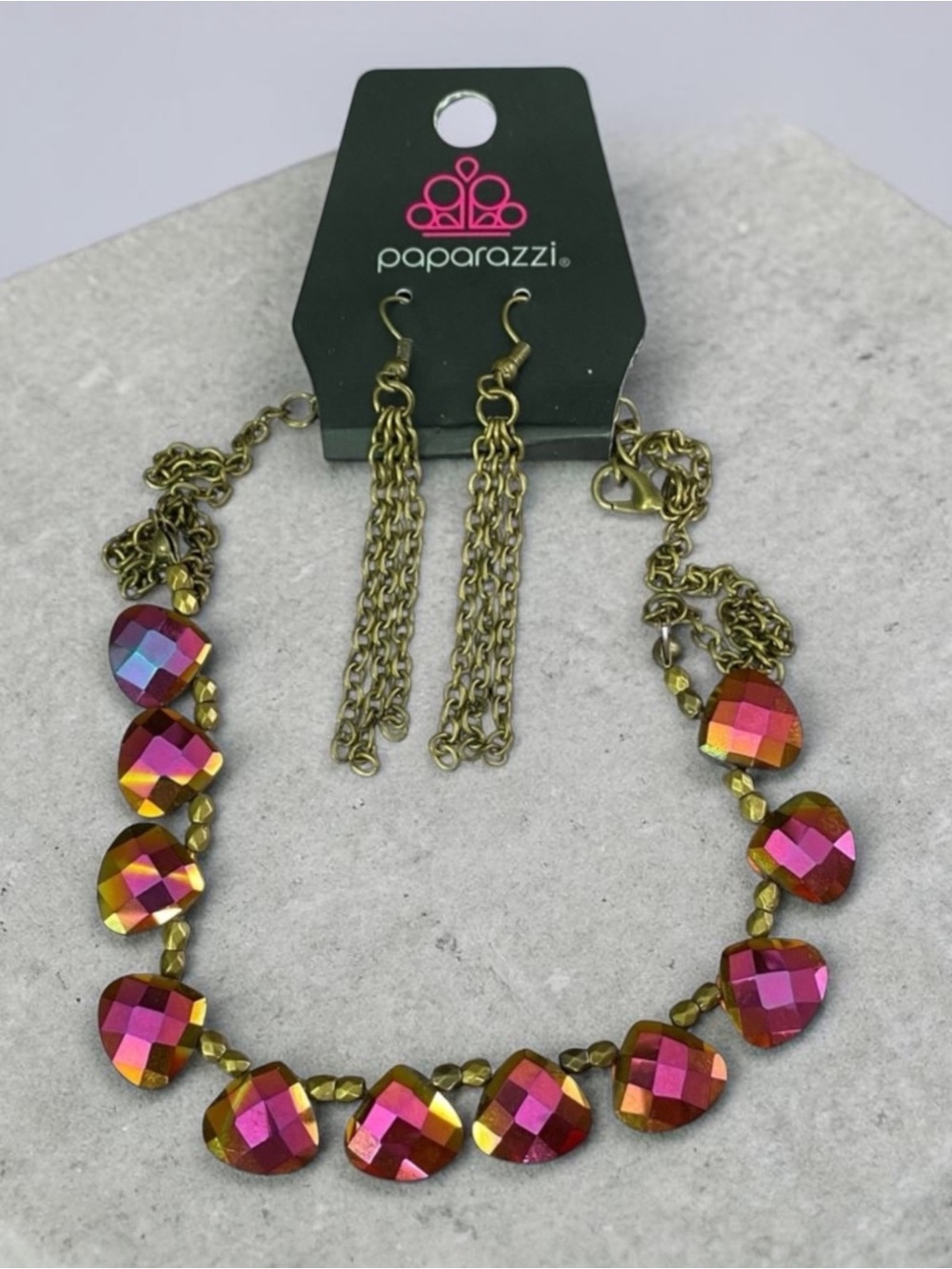Paparazzi Gold and Pink Jewelry Set